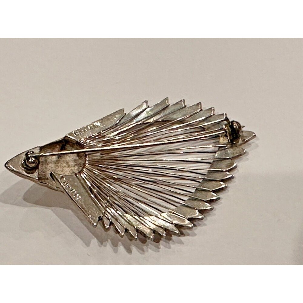 TAXCO TA-116 STERLING SILVER 925 WIRE ART SPIRAL SEASHELL 2" BROOCH PIN EUC - Picture 5 of 6